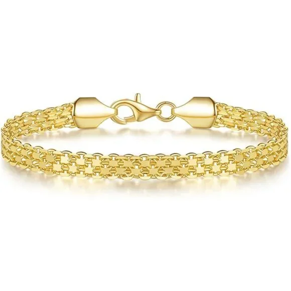 14k Gold Bracelets for Men Mesh Chain Bracelets Dainty Gold Bracelet - Picture 5 of 5